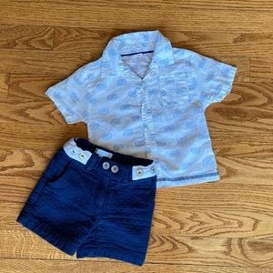 Button down shirt & shorts, 12M